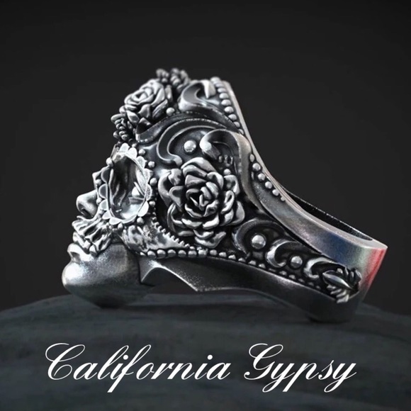 Skull Bohemian floral punk ring✨ - Picture 3 of 3